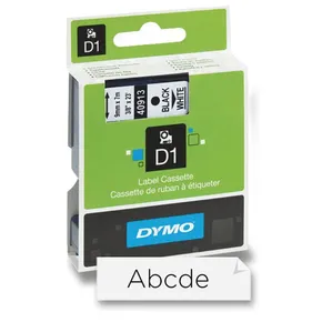 Klebeband, 9 mm x 7 m, DYMO „D1“, weiß-schwarz